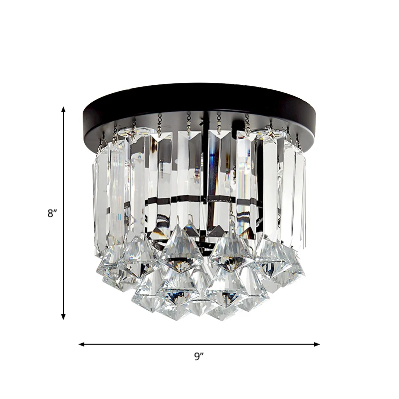 Minimalistische LED-Unterputzbeleuchtung, schwarze Kaskaden-Deckenleuchte mit Kristallprismenschirm warmem/weißem Licht Cl...