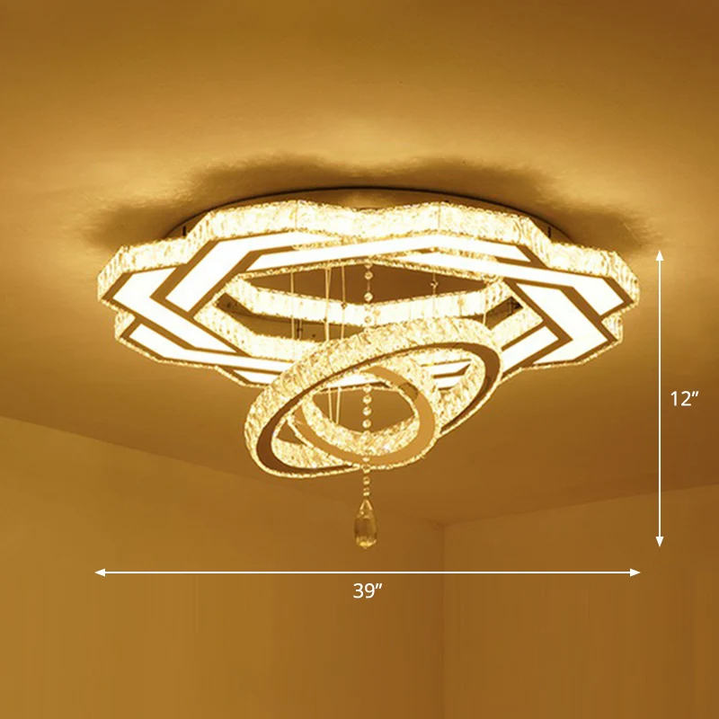 Minimalistische runde LED-Einbauleuchte aus klarem Kristall für Wohnzimmer, halbbündige Deckenleuchte Clearhalo