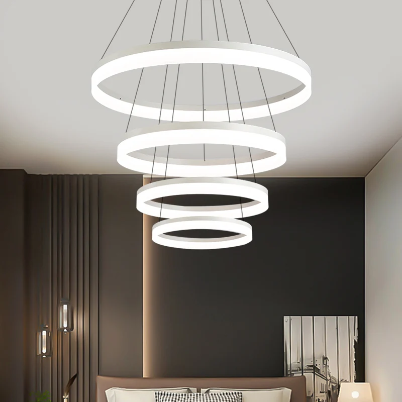 Minimalistischer Loop-Acryl-Tropfenanhänger mit 4/5 Lichtern, LED-Deckenleuchter, Beleuchtungskörper warmem/weißem Licht C...