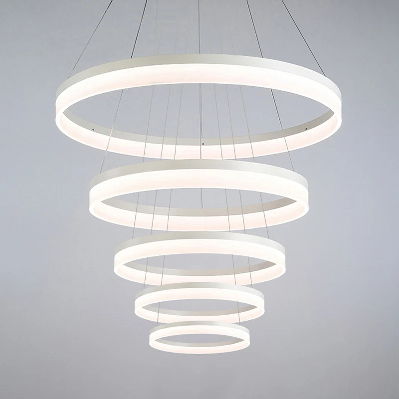 Minimalistischer Loop-Acryl-Tropfenanhänger mit 4/5 Lichtern, LED-Deckenleuchter, Beleuchtungskörper warmem/weißem Licht C...