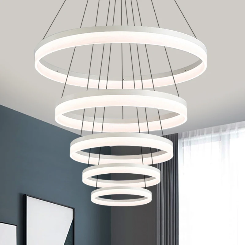 Minimalistischer Loop-Acryl-Tropfenanhänger mit 4/5 Lichtern, LED-Deckenleuchter, Beleuchtungskörper warmem/weißem Licht C...