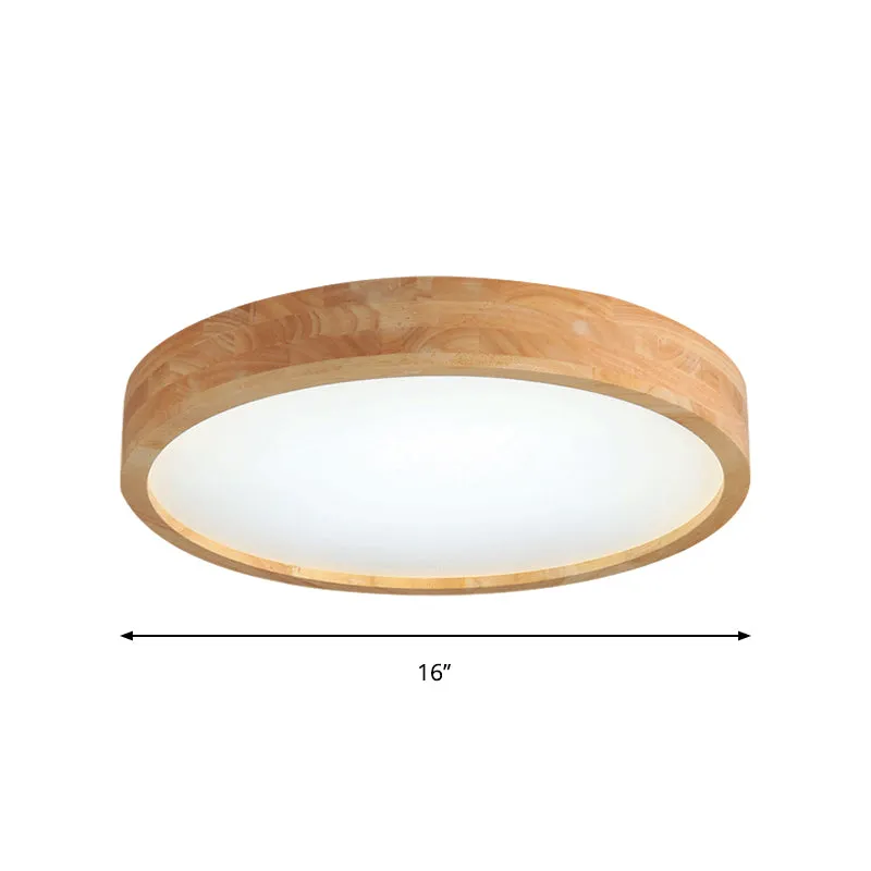 Minimalistisches rundes Holz-Deckenlampen-Set, 12"/16"/19,5" Durchmesser, beige LED-Einbauleuchte warmem/weißem Licht Clea...