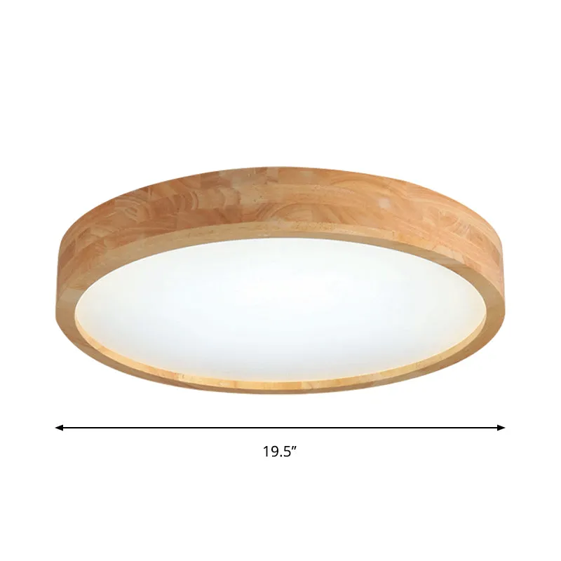 Minimalistisches rundes Holz-Deckenlampen-Set, 12"/16"/19,5" Durchmesser, beige LED-Einbauleuchte warmem/weißem Licht Clea...