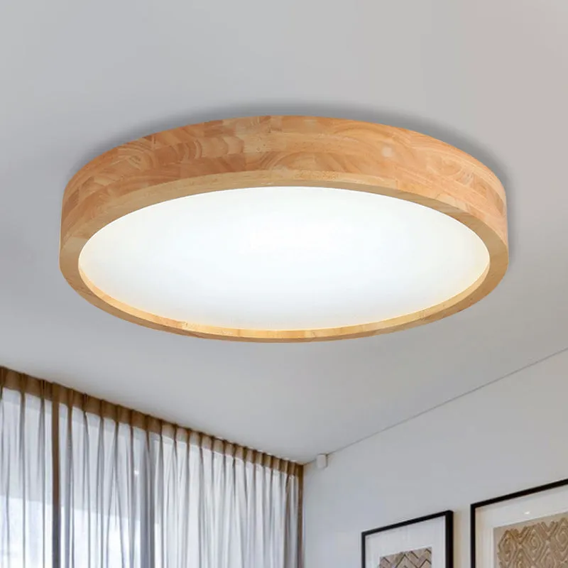 Minimalistisches rundes Holz-Deckenlampen-Set, 12"/16"/19,5" Durchmesser, beige LED-Einbauleuchte warmem/weißem Licht Clea...