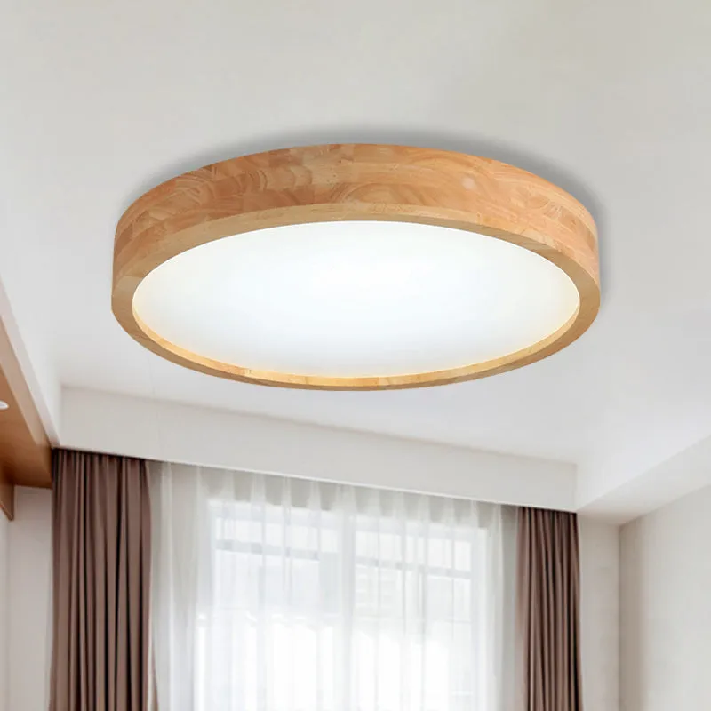 Minimalistisches rundes Holz-Deckenlampen-Set, 12"/16"/19,5" Durchmesser, beige LED-Einbauleuchte warmem/weißem Licht Clea...