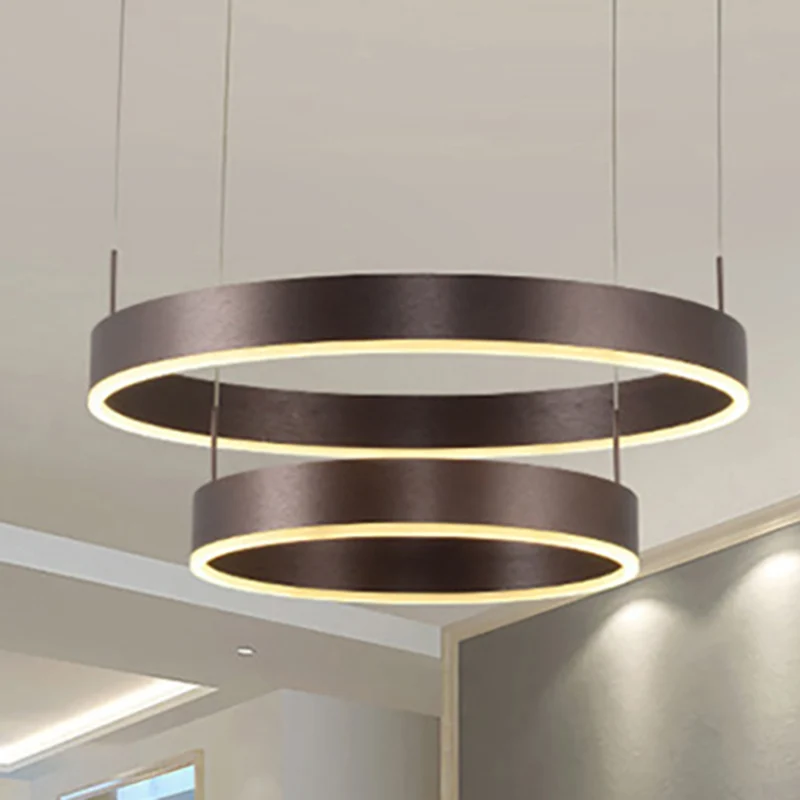 Moderne 1/2/3-flammige Pendelleuchte mit Acrylschirm und Kaffeering-Kronleuchter warmem/weißem Licht Clearhalo