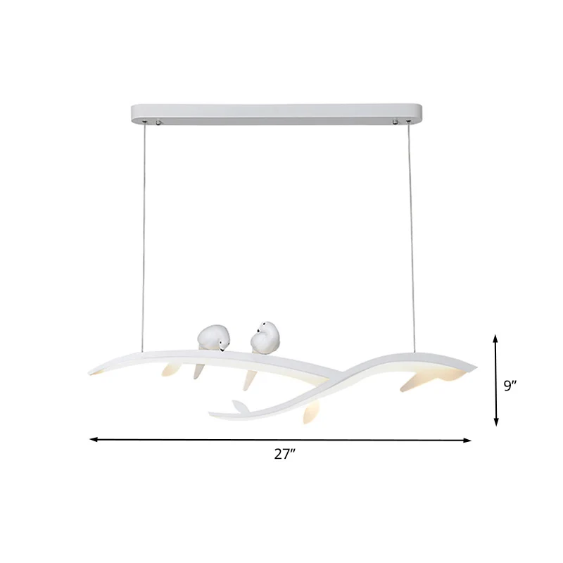 Moderne Ast-Hängeleuchte, Acryl-LED-Hängelampe für Esszimmer Weiß mit Vogel-Deko, warmweißes Licht Clearhalo