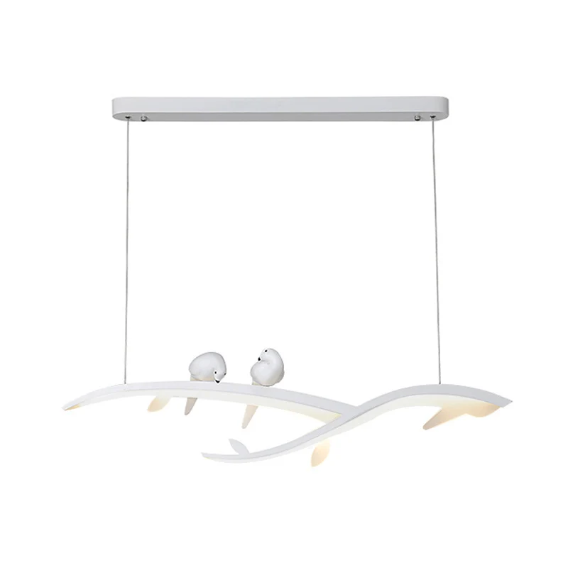 Moderne Ast-Hängeleuchte, Acryl-LED-Hängelampe für Esszimmer Weiß mit Vogel-Deko, warmweißes Licht Clearhalo