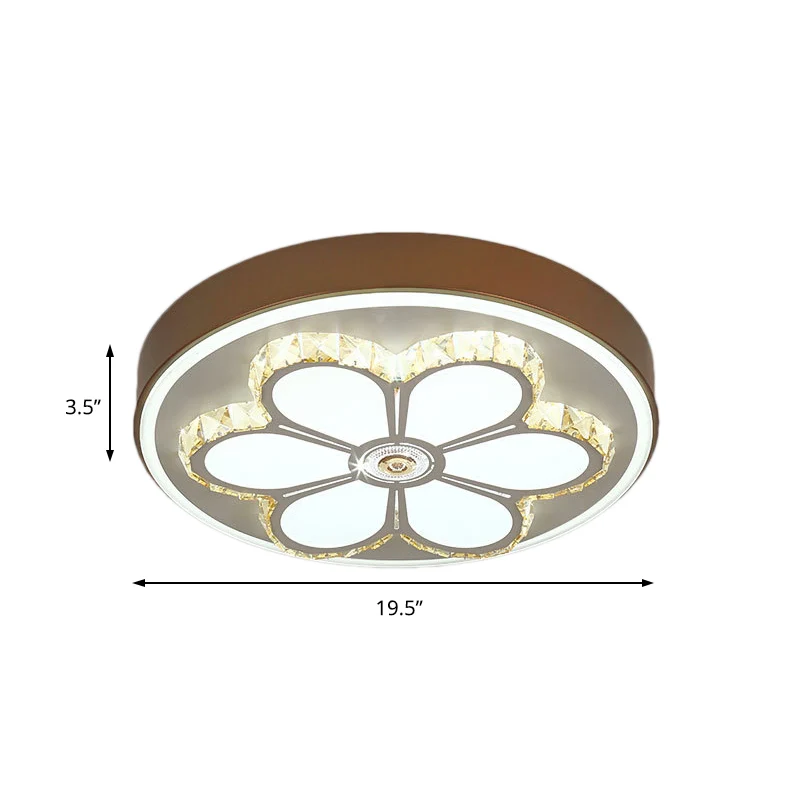 Moderne Blumenmuster-Deckenleuchte aus Kristall und Acryl Weiß/3-Farben-LED-Deckenleuchte Braun/Weiß Clearhalo