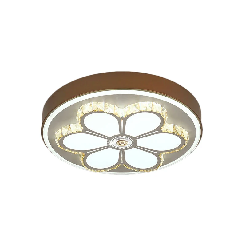 Moderne Blumenmuster-Deckenleuchte aus Kristall und Acryl Weiß/3-Farben-LED-Deckenleuchte Braun/Weiß Clearhalo