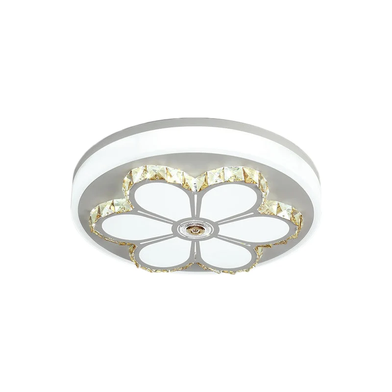 Moderne Blumenmuster-Deckenleuchte aus Kristall und Acryl Weiß/3-Farben-LED-Deckenleuchte Braun/Weiß Clearhalo