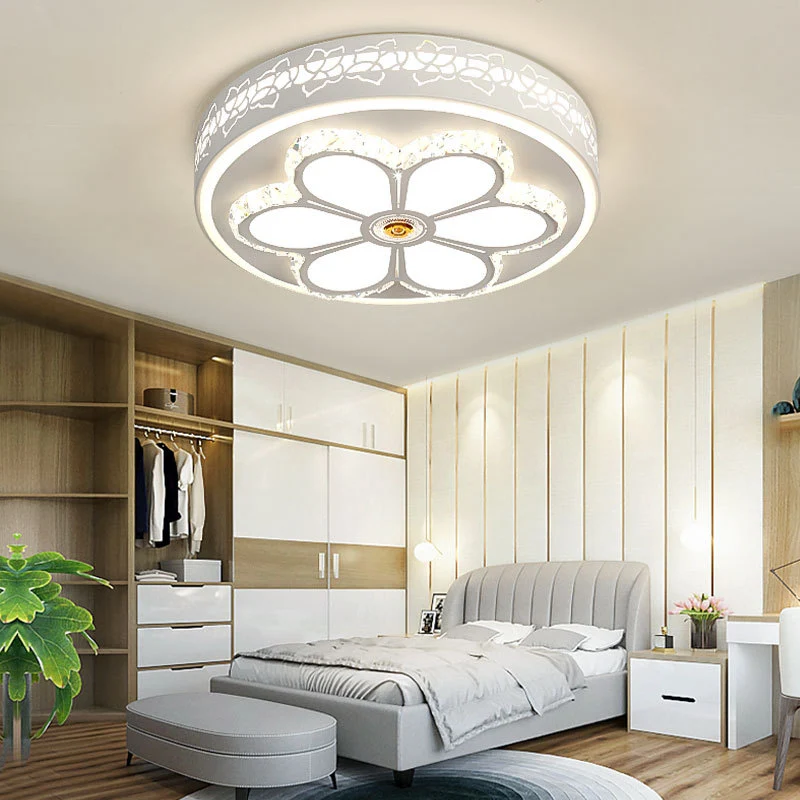 Moderne Blumenmuster-Deckenleuchte aus Kristall und Acryl Weiß/3-Farben-LED-Deckenleuchte Braun/Weiß Clearhalo