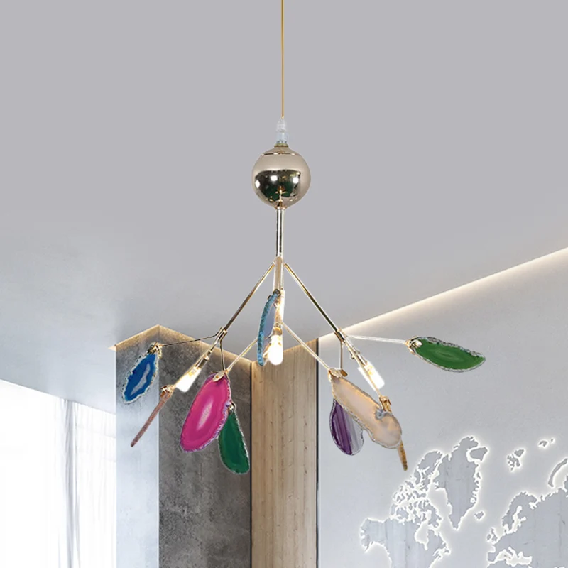 Moderne Firefly-Deckenpendelleuchte aus Achat mit 4/16 Lichtern für Wohnzimmer-Kronleuchter Blau/Grün Clearhalo