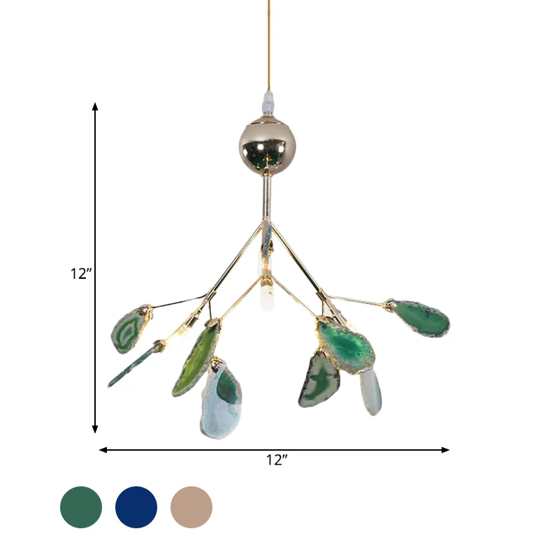 Moderne Firefly-Deckenpendelleuchte aus Achat mit 4/16 Lichtern für Wohnzimmer-Kronleuchter Blau/Grün Clearhalo
