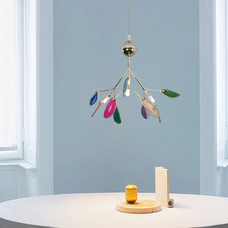 Moderne Firefly-Deckenpendelleuchte aus Achat mit 4/16 Lichtern für Wohnzimmer-Kronleuchter Blau/Grün Clearhalo