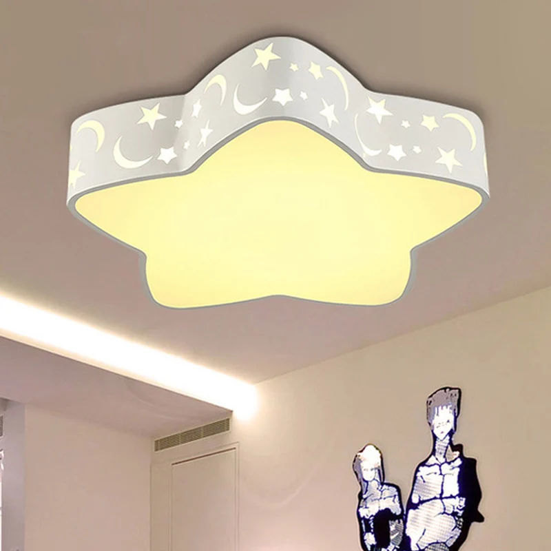 Moderne geätzte Stern-Deckenleuchte, Acryl, weiße LED-Deckenleuchte für Kinderzimmer Clearhalo