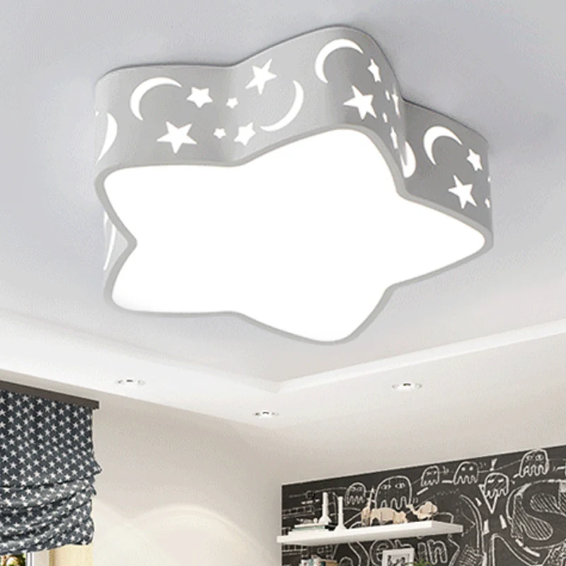 Moderne geätzte Stern-Deckenleuchte, Acryl, weiße LED-Deckenleuchte für Kinderzimmer Clearhalo