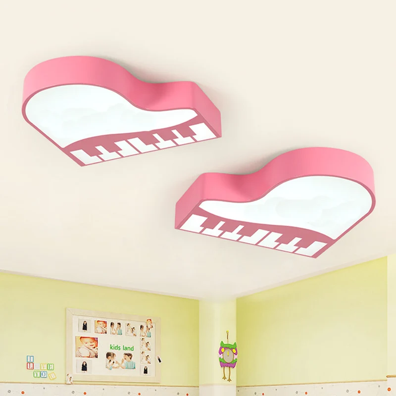 Moderne, klavierförmige, bündige Pendelleuchte aus Acryl für den Kindergarten, LED-Einbau-Deckenleuchte Rosa Clearhalo