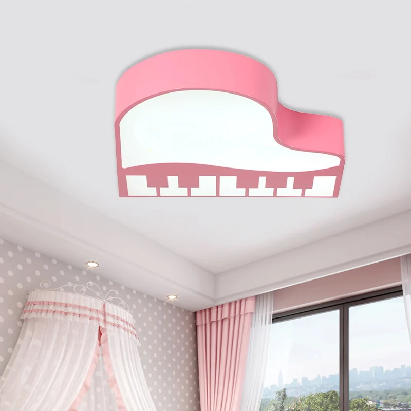 Moderne, klavierförmige, bündige Pendelleuchte aus Acryl für den Kindergarten, LED-Einbau-Deckenleuchte Rosa Clearhalo