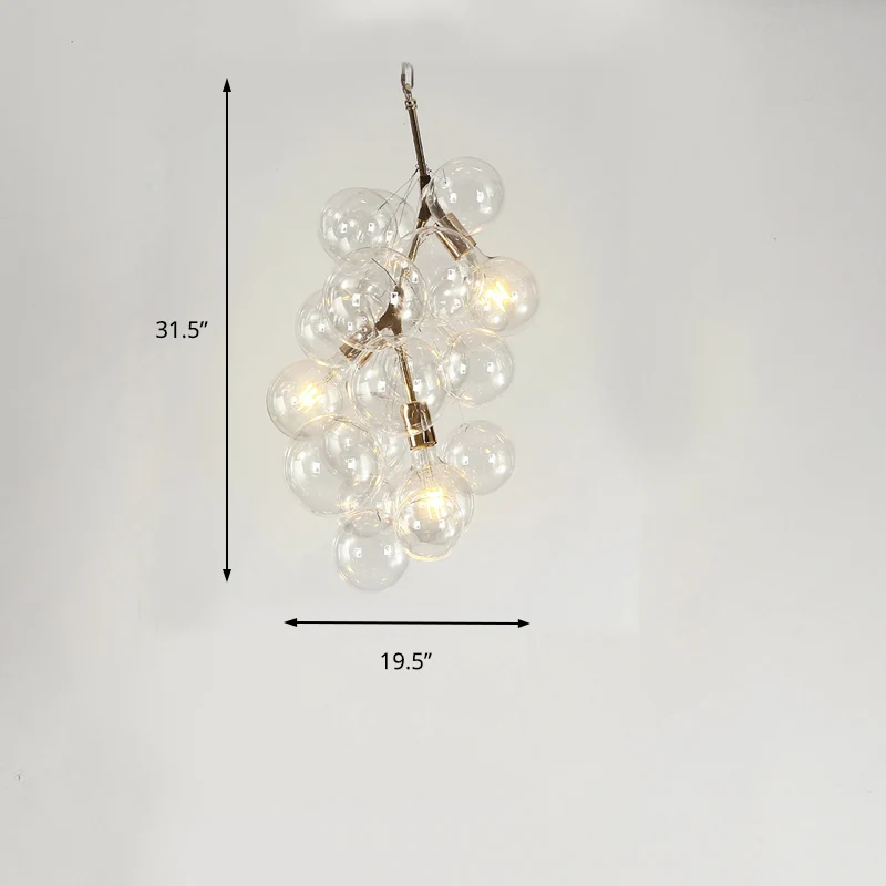 Moderne Kugel-Hänge-Deckenleuchte aus klarem Glas, 3/5-Licht-Wohnzimmer-Kronleuchter-Anhänger Gold Clearhalo