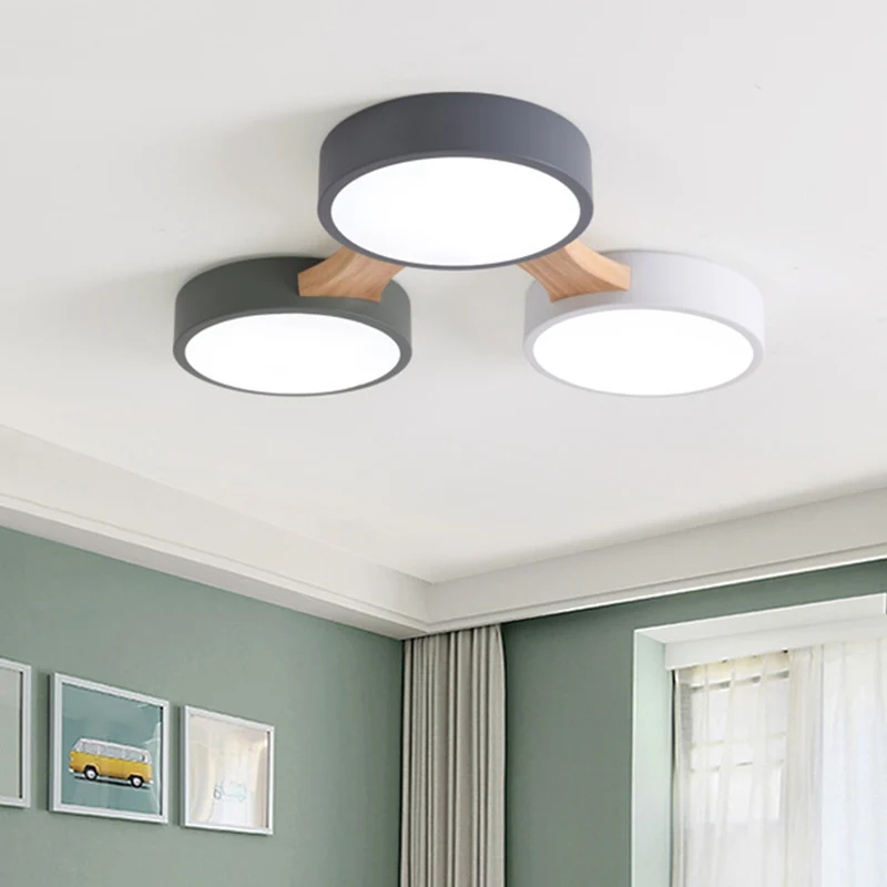 Moderne, schlichte LED-Deckenleuchte aus Holz für die Unterputzmontage im Schlafzimmer und Esszimmer Clearhalo