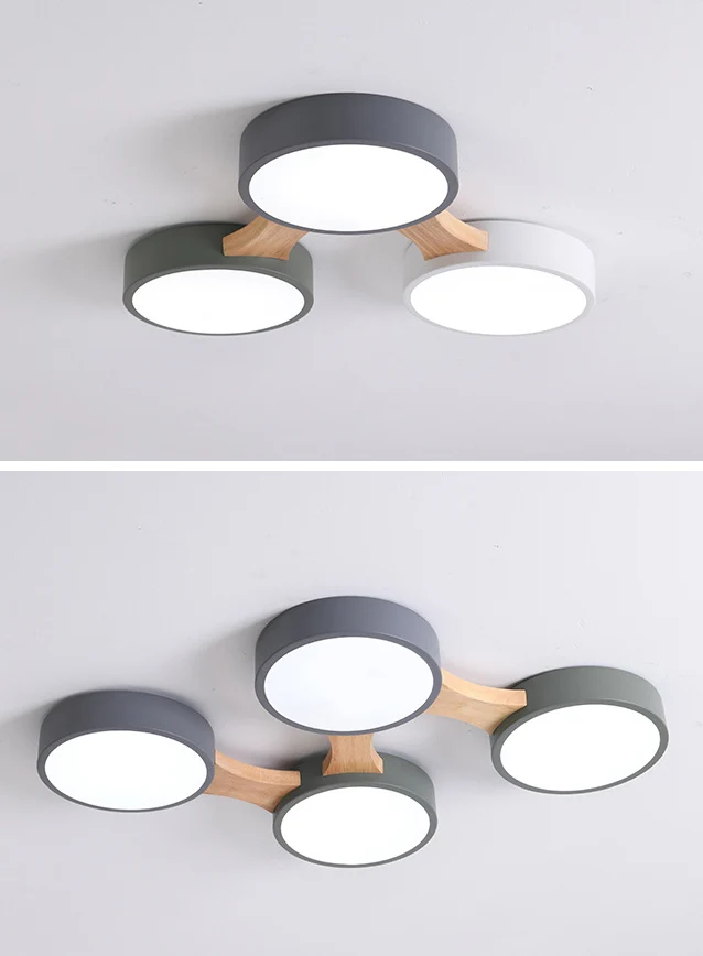 Moderne, schlichte LED-Deckenleuchte aus Holz für die Unterputzmontage im Schlafzimmer und Esszimmer Clearhalo