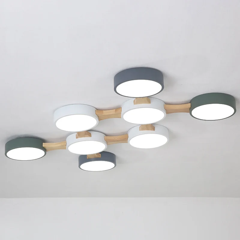 Moderne, schlichte LED-Deckenleuchte aus Holz für die Unterputzmontage im Schlafzimmer und Esszimmer Clearhalo