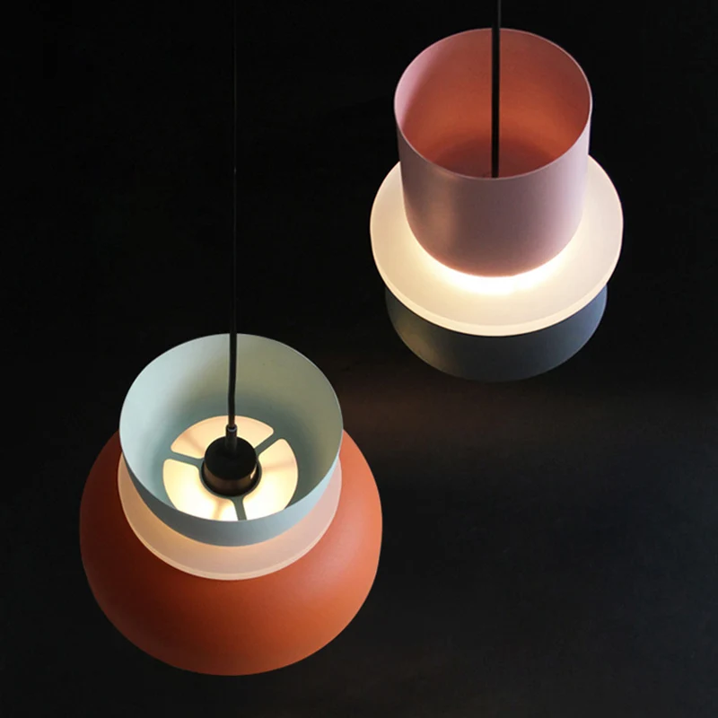 Moderne zeitgenössische Pendelleuchte mit farbenfroher Macaron-LED-Hängeleuchte Clearhalo