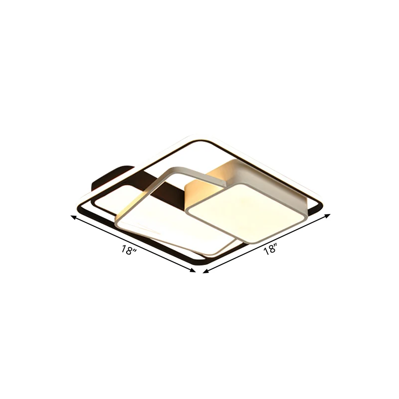 Modernistische LED-Deckenleuchte mit Acrylschirm, schwarze geometrische Unterputzbeleuchtung warmem/weißem Licht, 18"/21,5...