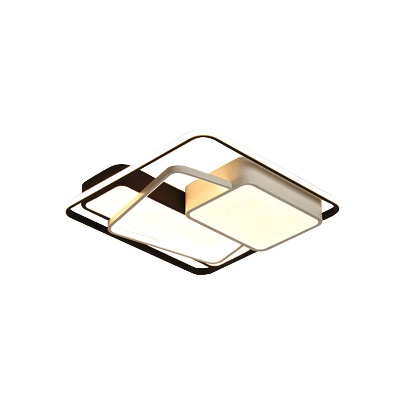 Modernistische LED-Deckenleuchte mit Acrylschirm, schwarze geometrische Unterputzbeleuchtung warmem/weißem Licht, 18"/21,5...