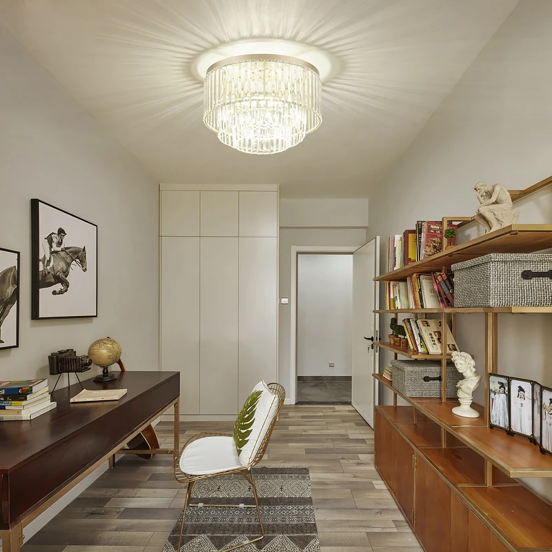 Modernistische Trommel-Deckenleuchte, klares Kristall, 12"/16" Breite, 3/4 Lichter, Unterputzbeleuchtung für Wohnzimmer Cl...