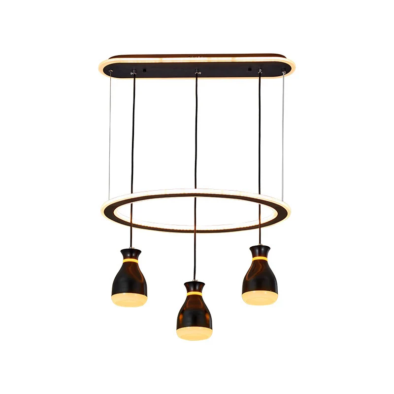 Modernistische Weinglas-Hängelampe mit mehreren LEDs, Acryl, 3 Lichter, Esszimmer-Hängelampe Schwarz mit Schleifendetail C...