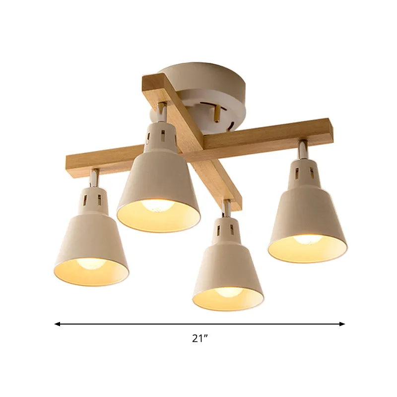 Monochrome, halbbündige Deckenleuchte mit Eimerschirm, 4 Lichter, moderne metallische Deckenleuchte für Schlafzimmer Clear...