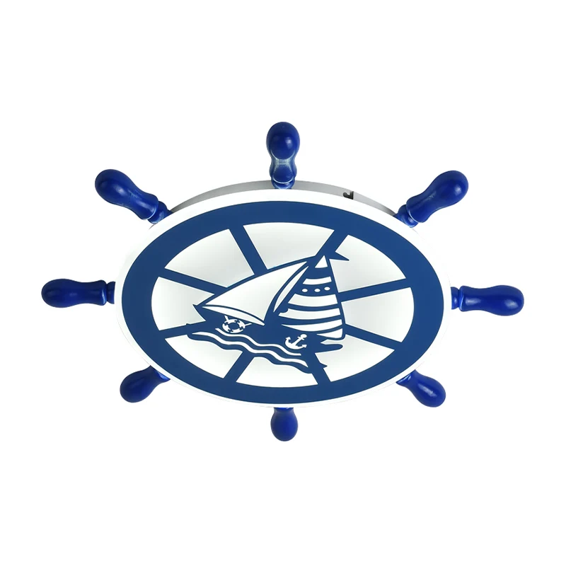 Nautical Rudder Flushmount Lighting Acryl Jungenschlafzimmer LED-Deckenlampe Blau, warmweißes Licht Clearhalo