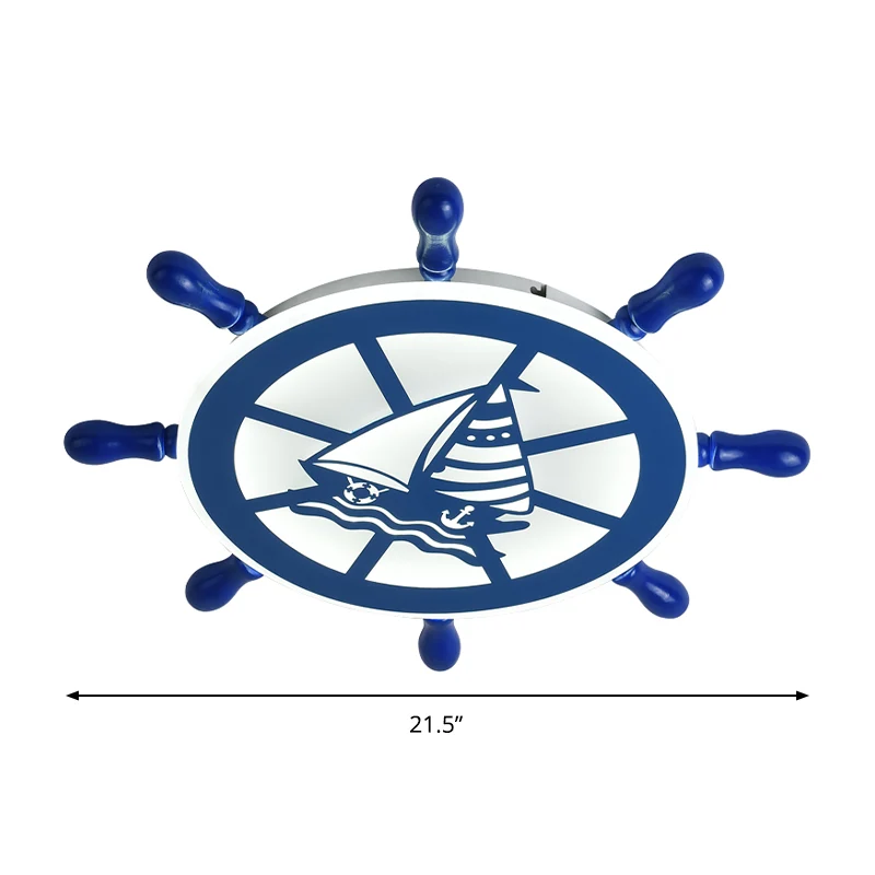 Nautical Rudder Flushmount Lighting Acryl Jungenschlafzimmer LED-Deckenlampe Blau, warmweißes Licht Clearhalo
