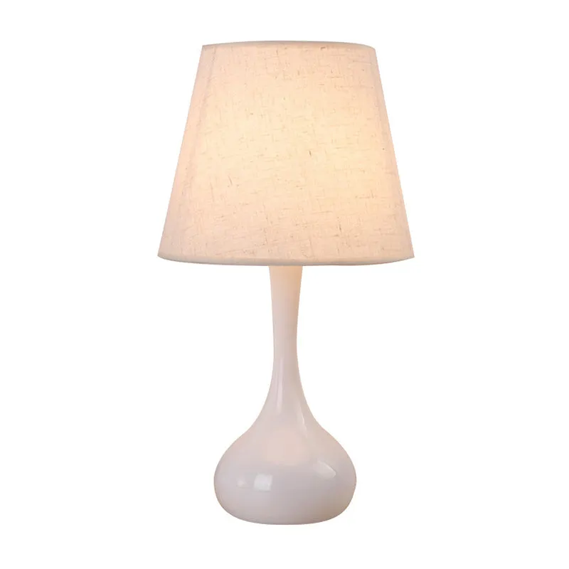 Nordic Empire Shade Nachtlampe Stoff 1-flammige Wohnzimmertischleuchte mit Zylinder-/Tropfensockel Schwarz/Weiß Clearhalo