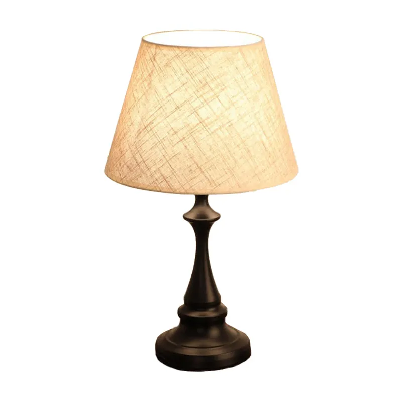 Nordic Empire Shade Nachtlampe Stoff 1-flammige Wohnzimmertischleuchte mit Zylinder-/Tropfensockel Schwarz/Weiß Clearhalo