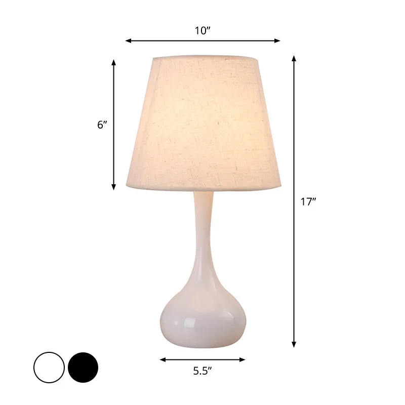 Nordic Empire Shade Nachtlampe Stoff 1-flammige Wohnzimmertischleuchte mit Zylinder-/Tropfensockel Schwarz/Weiß Clearhalo
