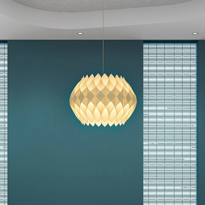 Nordic Globe Hängeleuchte aus Holz, 1-flammige Esszimmer-Deckenpendelleuchte Beige Clearhalo