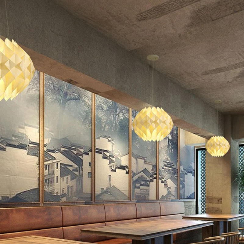 Nordic Globe Hängeleuchte aus Holz, 1-flammige Esszimmer-Deckenpendelleuchte Beige Clearhalo