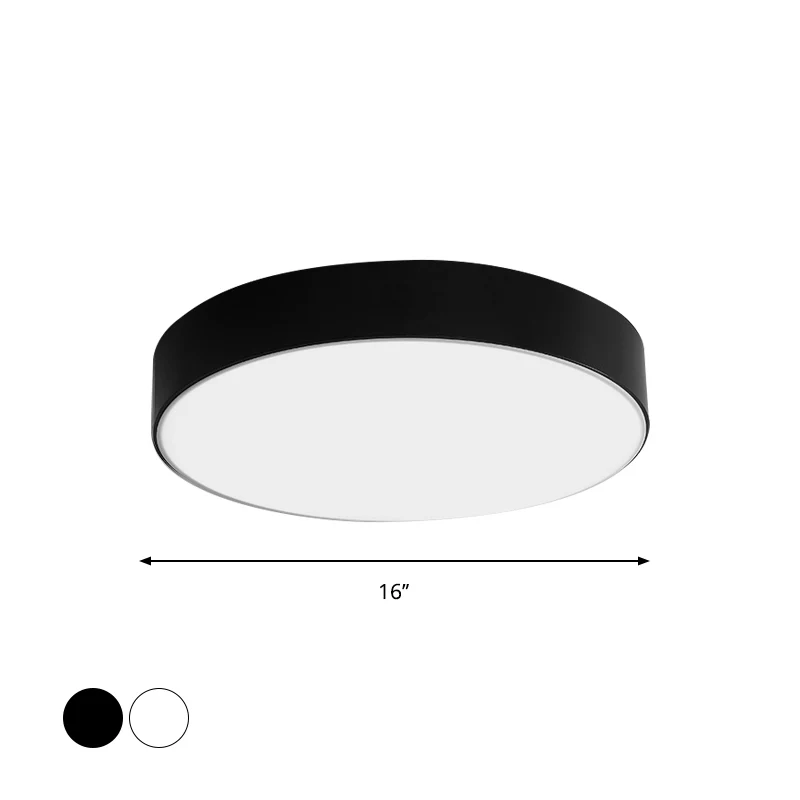 Nordic Short Drum Deckenbündige Acryl-Küchen-LED-Einbauleuchte Schwarz/Weiß, 16"/19,5" Durchmesser Clearhalo