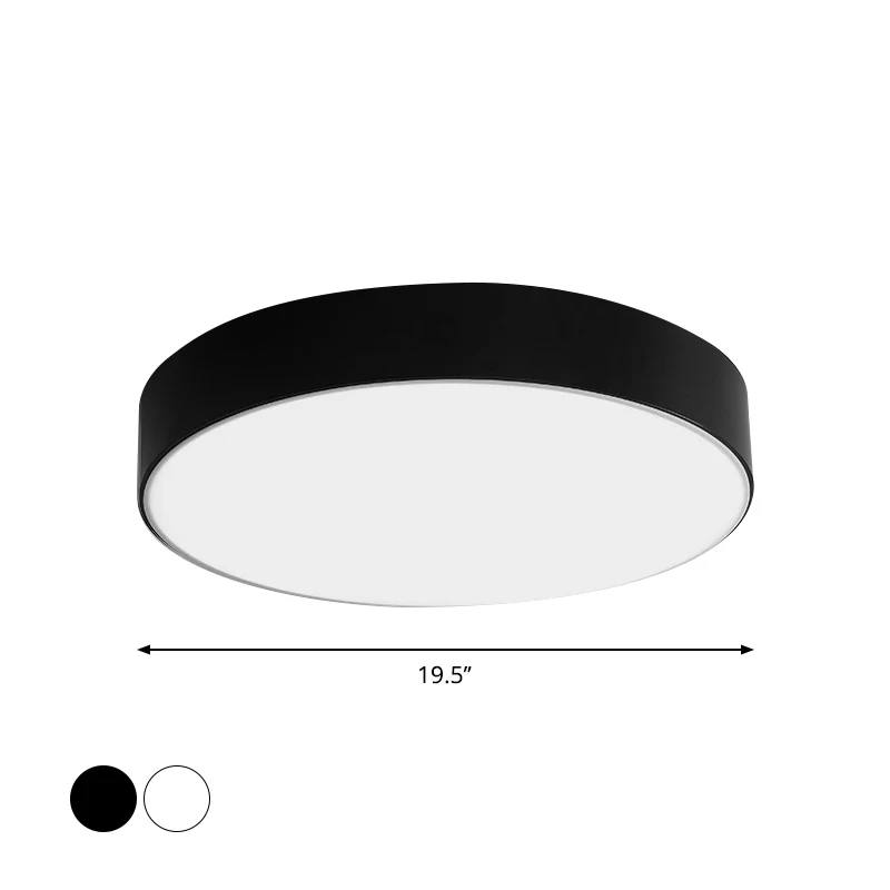 Nordic Short Drum Deckenbündige Acryl-Küchen-LED-Einbauleuchte Schwarz/Weiß, 16"/19,5" Durchmesser Clearhalo