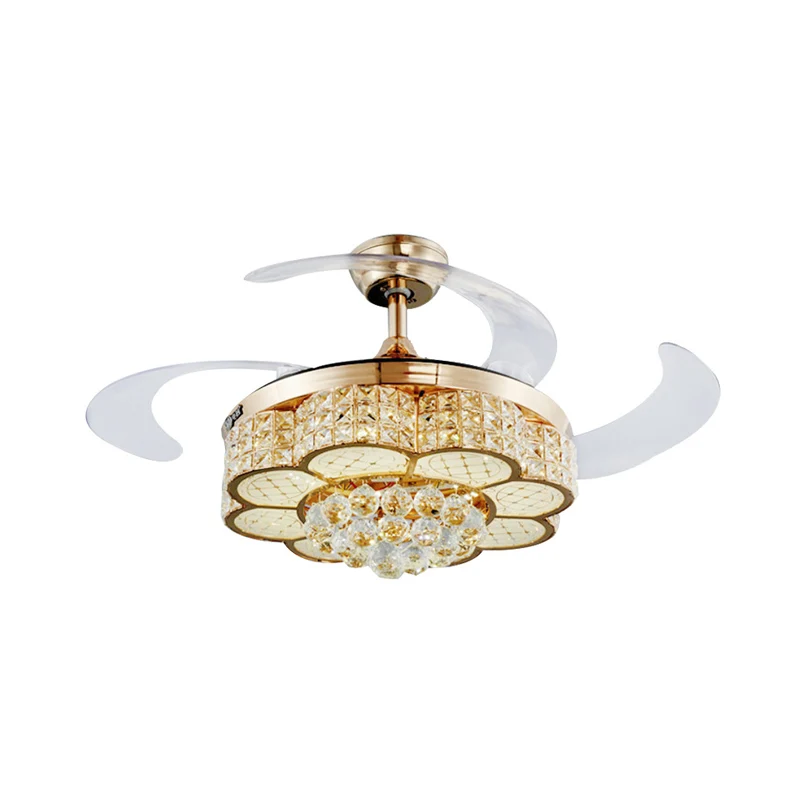 Opulente, eingelegte Kristall-Blumenfächerbeleuchtung, moderne, stilvolle, halbbündige LED-Deckenleuchte Gold Clearhalo