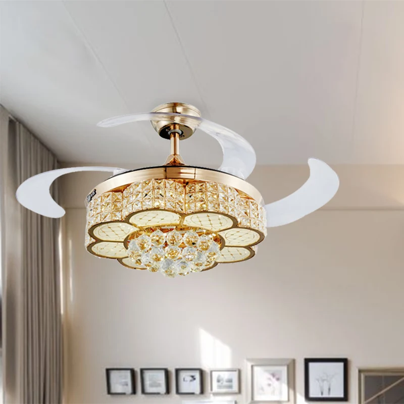 Opulente, eingelegte Kristall-Blumenfächerbeleuchtung, moderne, stilvolle, halbbündige LED-Deckenleuchte Gold Clearhalo