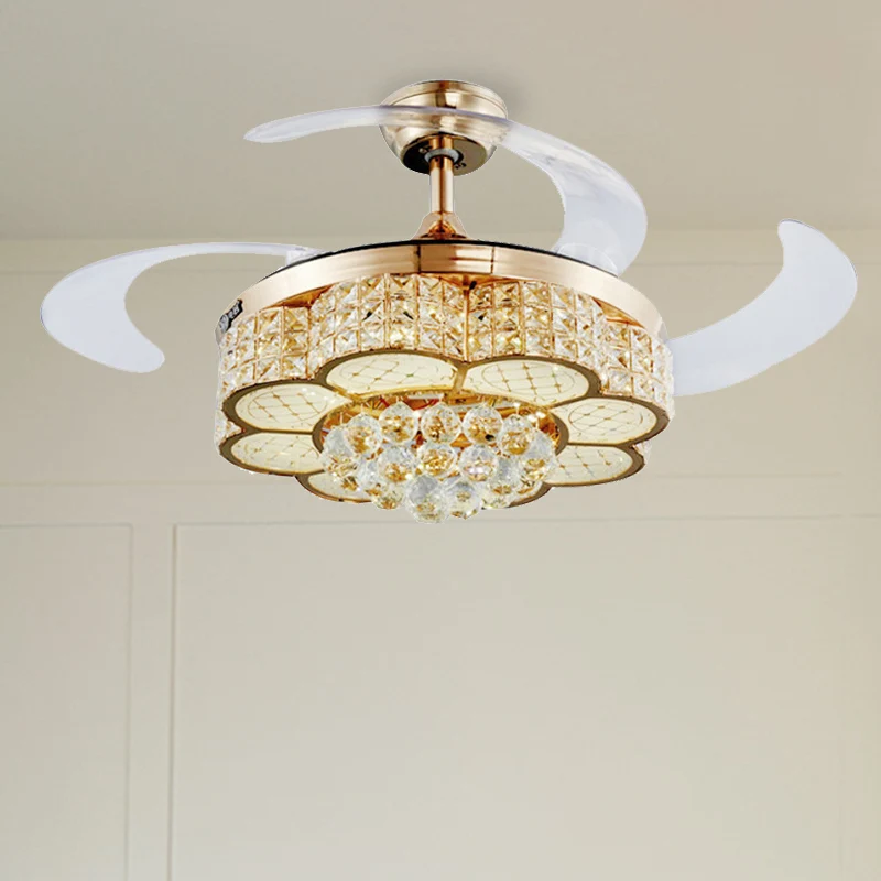 Opulente, eingelegte Kristall-Blumenfächerbeleuchtung, moderne, stilvolle, halbbündige LED-Deckenleuchte Gold Clearhalo