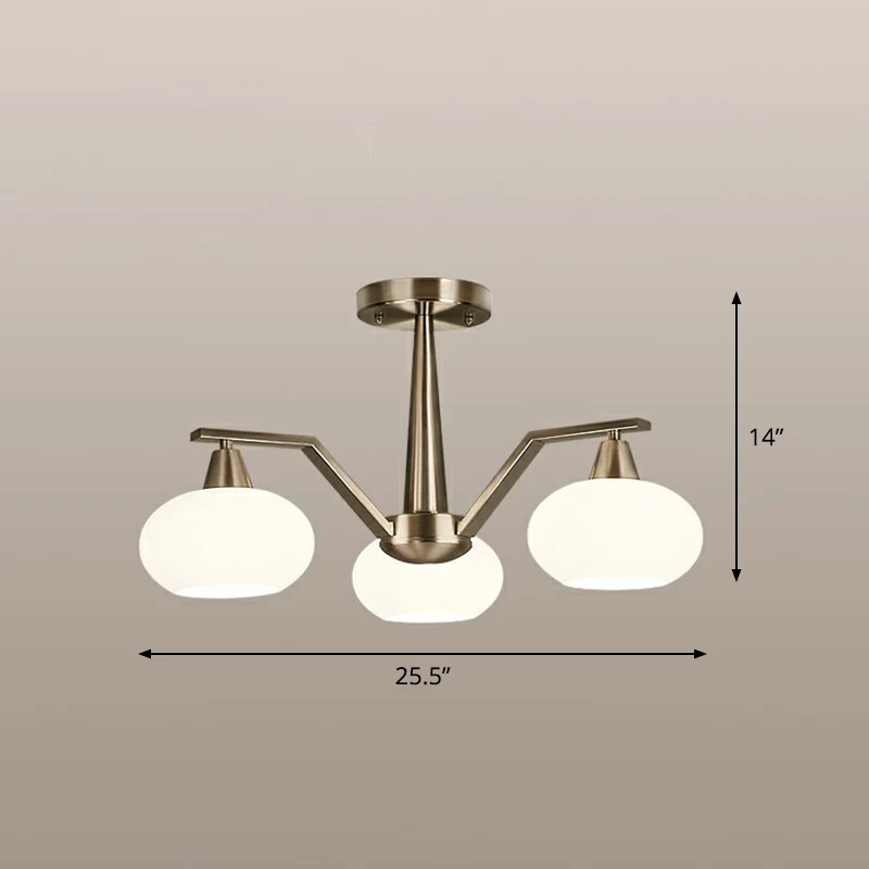Ovale, halbbündige Deckenleuchte, Minimalismus-Kronleuchter aus Nickel-Opalglas für Wohnzimmer Clearhalo