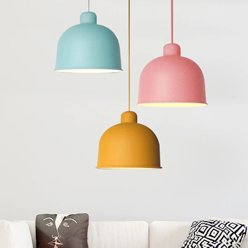 Pendelleuchte aus Metall Schüsselform für Esszimmer, 1 Kopf, Hängelampe im Macaron-Stil Clearhalo