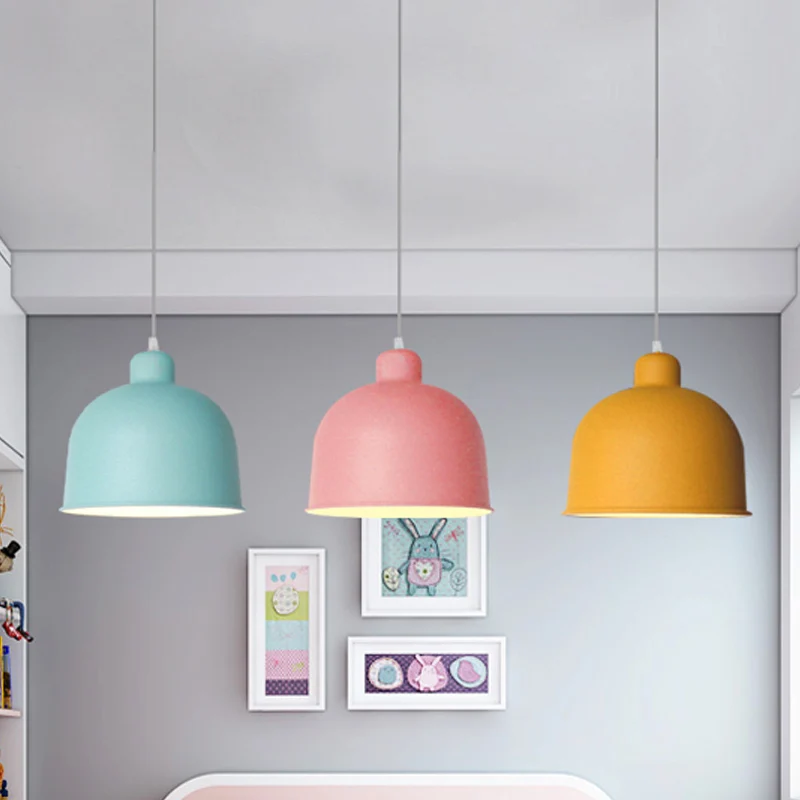 Pendelleuchte aus Metall Schüsselform für Esszimmer, 1 Kopf, Hängelampe im Macaron-Stil Clearhalo