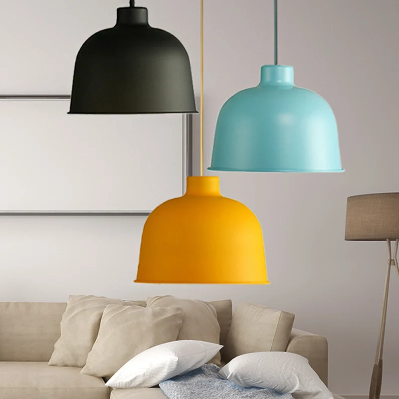 Pendelleuchte aus Metall Schüsselform für Esszimmer, 1 Kopf, Hängelampe im Macaron-Stil Clearhalo