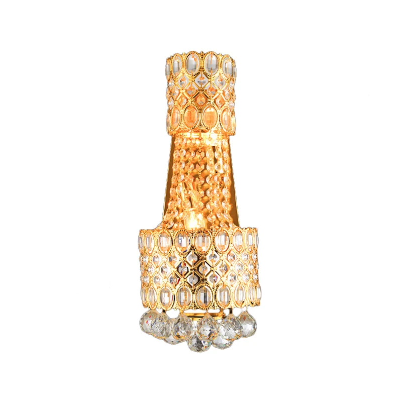 Perlenförmige Wandleuchte im Vintage-Stil, Metall, 2 Glühbirnen, goldene Wandleuchte mit kaskadierenden Akzenten aus klare...